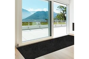 Heyroll Custom Size Hallway Runner Rug, Backed Non-Slip Waterproof, Washable Outdoor Indoor Carpet for Floor, Entryway, Kitchen, Laundry, Balcony, Garage 2' x 6', Black