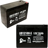2X 12V 10Ah UB12100-S for S500 Battery 24V 10AH Stealth 1000, ST1000, S350 | UB12100-S Battery for Stealth S400, S600, S180 SLA Sealed Lead Acid AGM