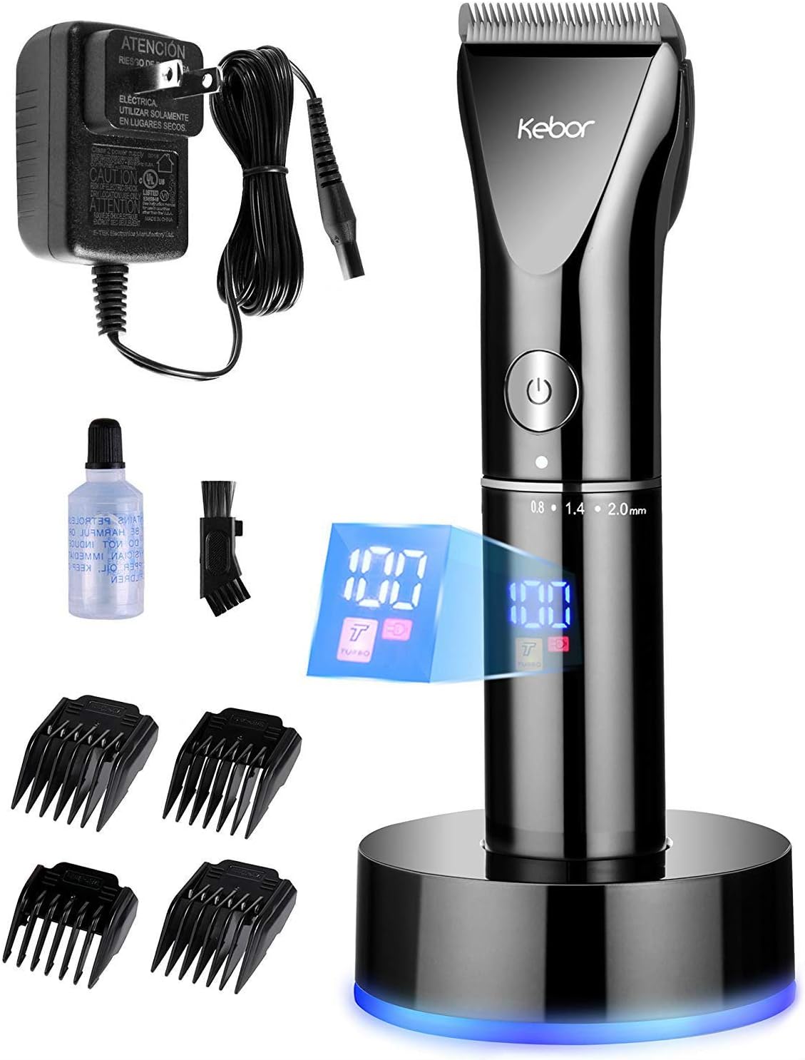 Hair Clippers for Men, Electric Wireless Mens Cordless Self Trimmer Kit, Rechargeable Lithium-ion Battery with LED Display, Charging Stand and Haircut Oil PC1010 Upgraded
