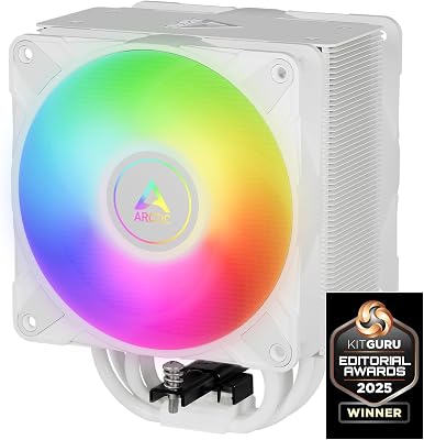 Freezer 36 A-RGB - Ventoinha CPU de torre única com Push-Pull, duas ventoinhas P de 120mm com pressão otimizada, rolamento fluidodinamic, 200-2000 RPM, 4 heatpipes, incluindo MX-6 - Branco