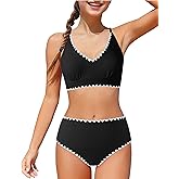 Jrbybazy Girls Swimsuit 2 Piece Bikini Set Cross Back Swimwear Padded Swimsuits Adjustable Straps Bathing Suit 7-16Y
