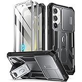 Poetic Spartan Case for Galaxy S24+ Plus 5G 6.7 inch, [Slide Camera Cover],Built-in Screen Protector Work with Fingerprint ID, Full Body Rugged Case with Kickstand, Metallic Gun Metal