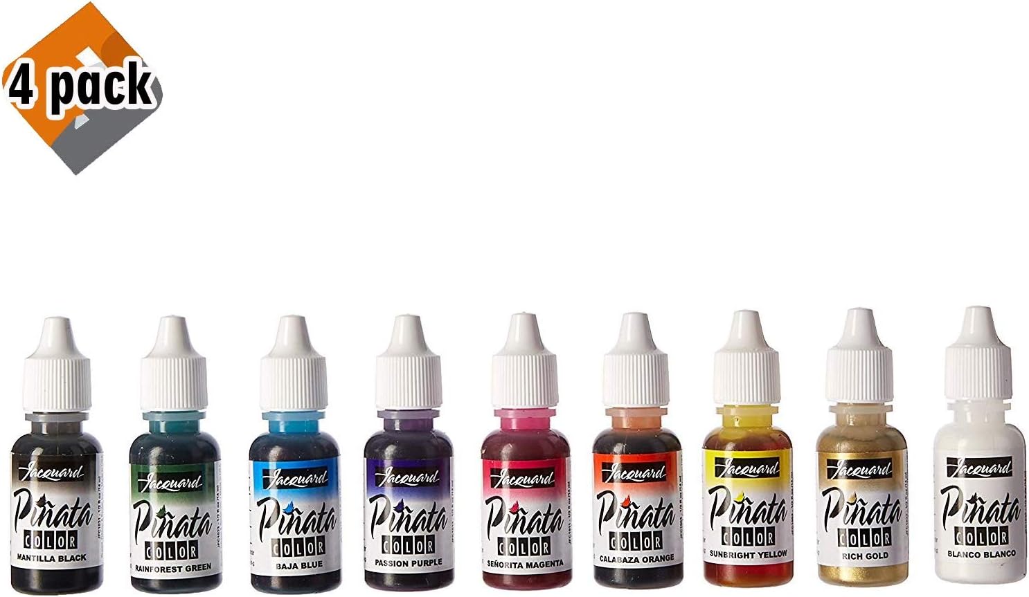 Jacquard Products Acid-Free Pinata Color Exciter Pack Ink, 1/2 Ounce, Assorted 4 Pack