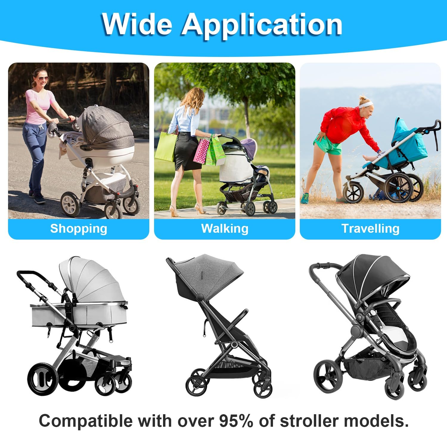 Universal Stroller Board with Detachable Seat for New Parents, 2 in 1 Sit & Stand Stroller Board, Stroller Standing Board, Stroller Attachment for Toddler to Ride, Holds Children Up to 55lbs