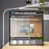 Hensam Desk Lamp 80cm White with Gooseneck Dual Head 360° Clip-On view 2