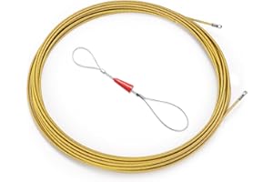 TURN RAISE 50FT Fish Tape Wire Puller Through Wall Wire Threader OD 7mm, Fish Cable Fastener with Steel Rope Puller Borescope Helper Through Wall