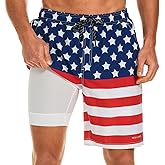 HODOSPORTS Mens Swimsuit Trunks 9" Quick Dry Swim Shorts with Compression Liner and Pockets