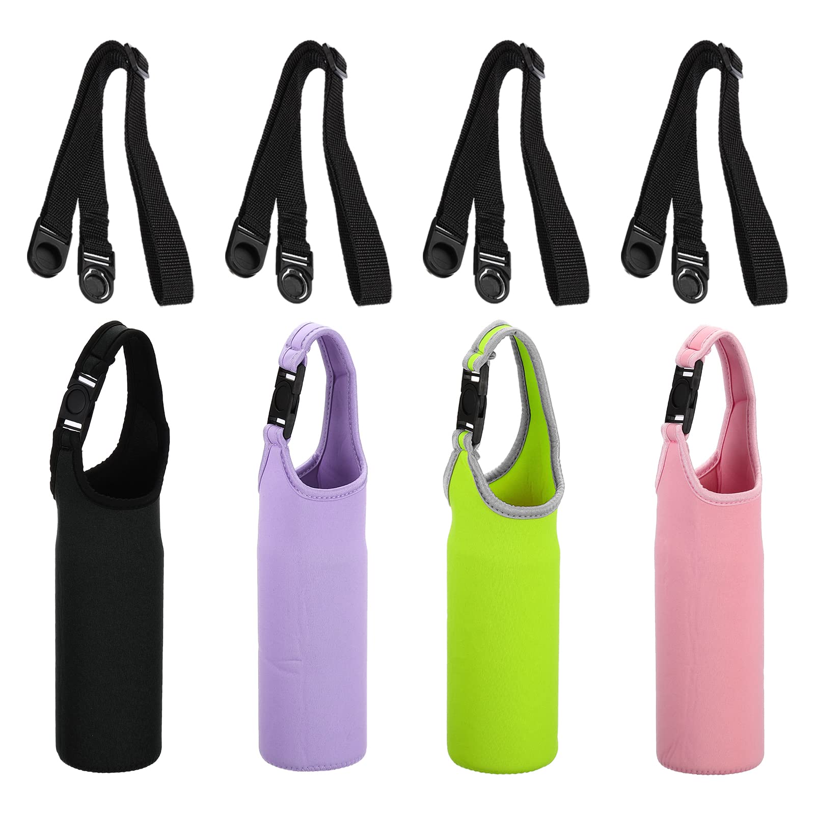 PATIKIL 67mmx185mm Water Bottle Sling Bag, 4 Pack Neoprene Portable Insulated Bottle Holder Carrier with Removable Adjustable Shoulder Strap, Multiple Color
