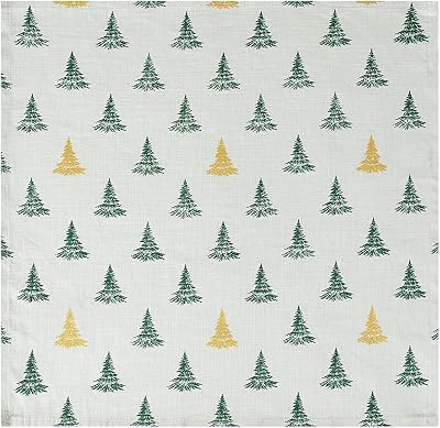 Sleepdown Winter Pine Trees Cotton Napkins 45x45cm Pack of 4 Natural