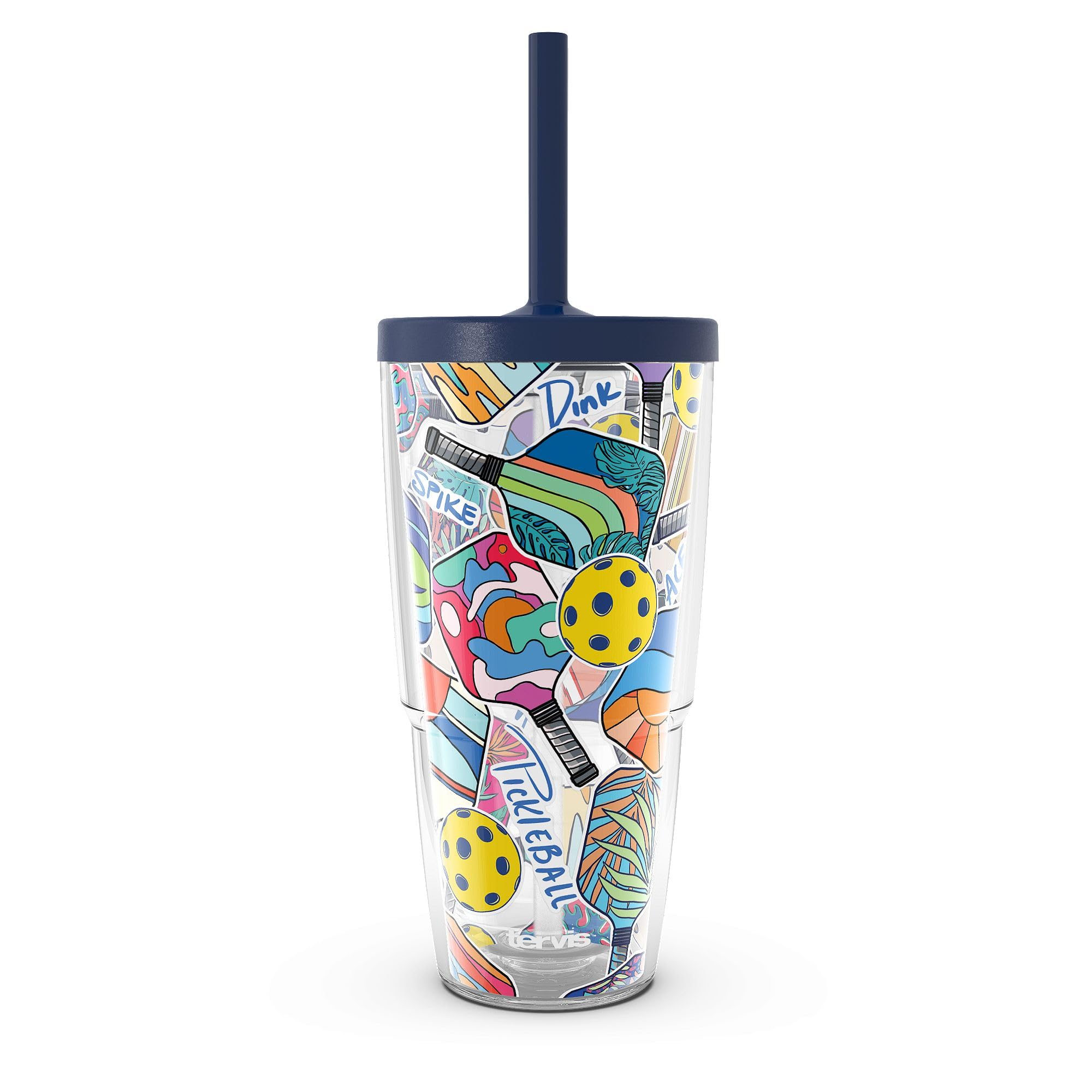 Photo 1 of *****STRAW I S INSIDE****Tervis Pickleball - Spike Dink Ace Made in USA Double Walled Insulated Tumbler Travel Cup Keeps Drinks Cold & Hot, 24oz with Straw Lid, Classic