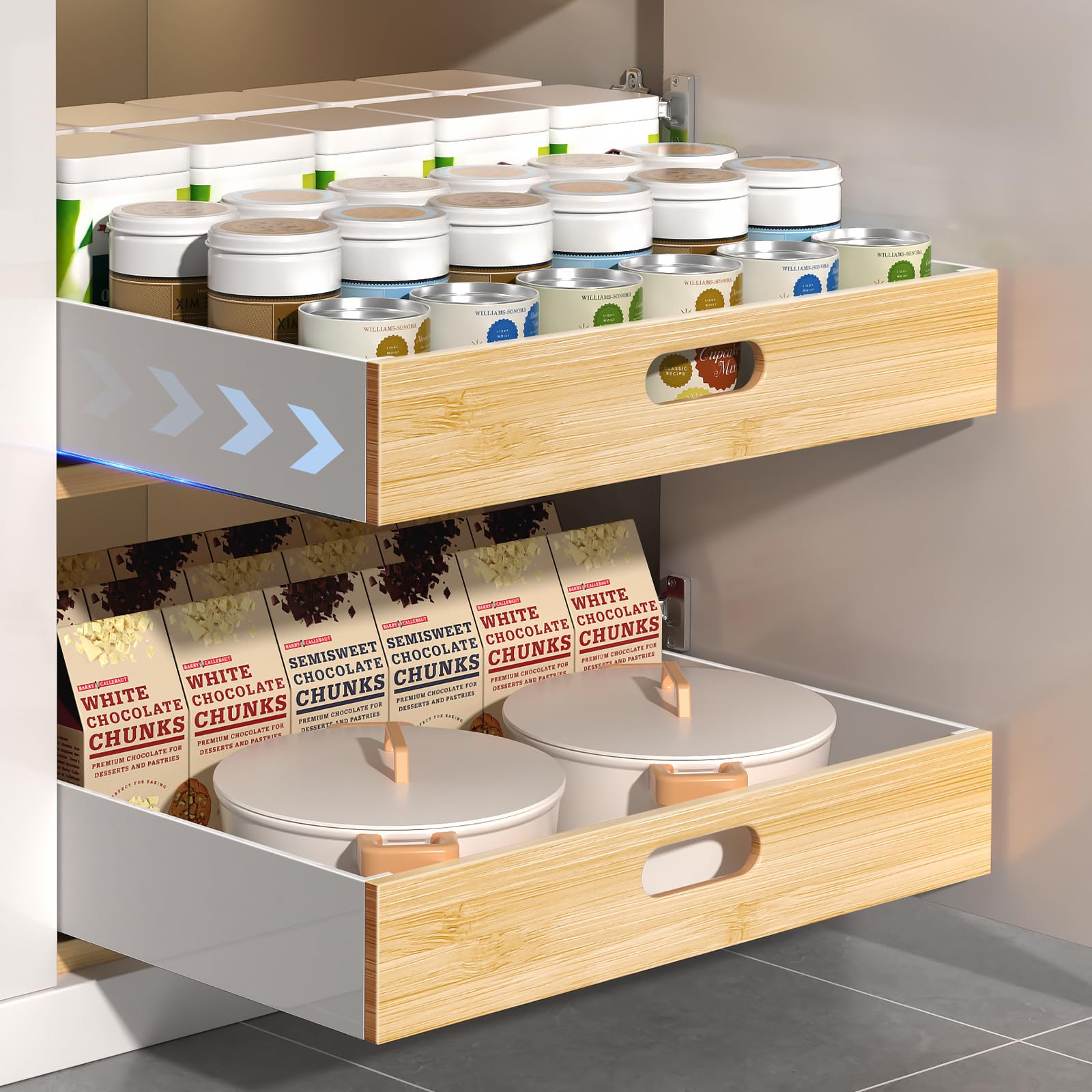 Photo 1 of POKIPO Pull Out Drawer for Cabinet, Metal Slide Out Shelf Fixed with Adhesive Nano Film, 1 PCS Multi-Purpose Cabinet Organizer for Kitchen, Pantry and Office, XXX-Large