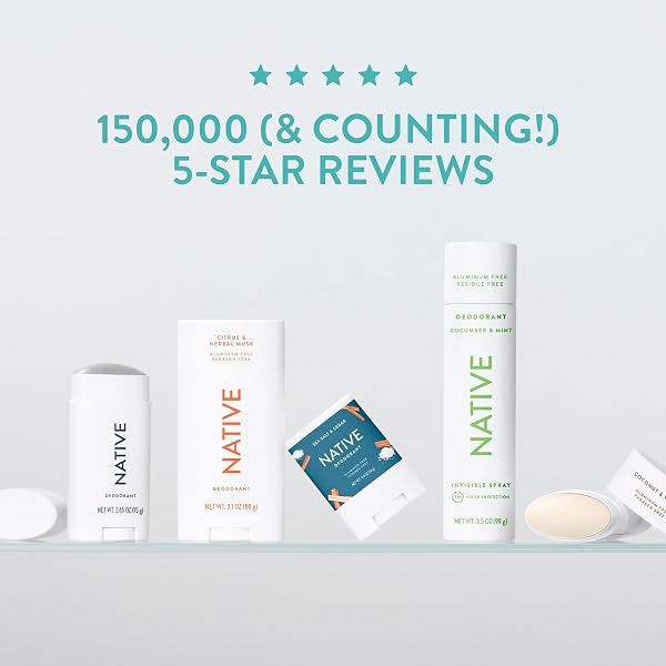 NATIVE DEODORANT CONTAINS NATURALLY DERIVED INGREDIENTS, 72 HOUR ODOR CONTROL, DEODORANT FOR WOMEN AND MEN, ALUMINUM FREE, JASMINE & CEDAR 2.65OZ