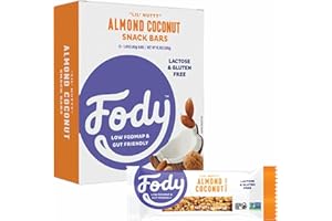 Fody Foods Snack Bars, Almond Coconut, 1.41 Oz (Pack of 12), 6g Protein, Low FODMAP, Gut & IBS Friendly, Vegan, Lactose Free, Non-GMO, Gluten Free