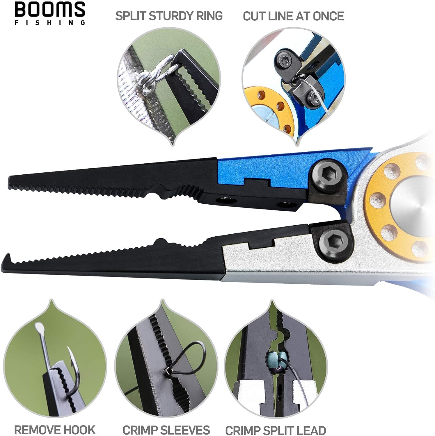 Booms Fishing X1 Aluminum Fishing Pliers Hook Remover Braid Line Cutting and Split Ring with Coiled Lanyard and Sheath : Sports & Outdoors