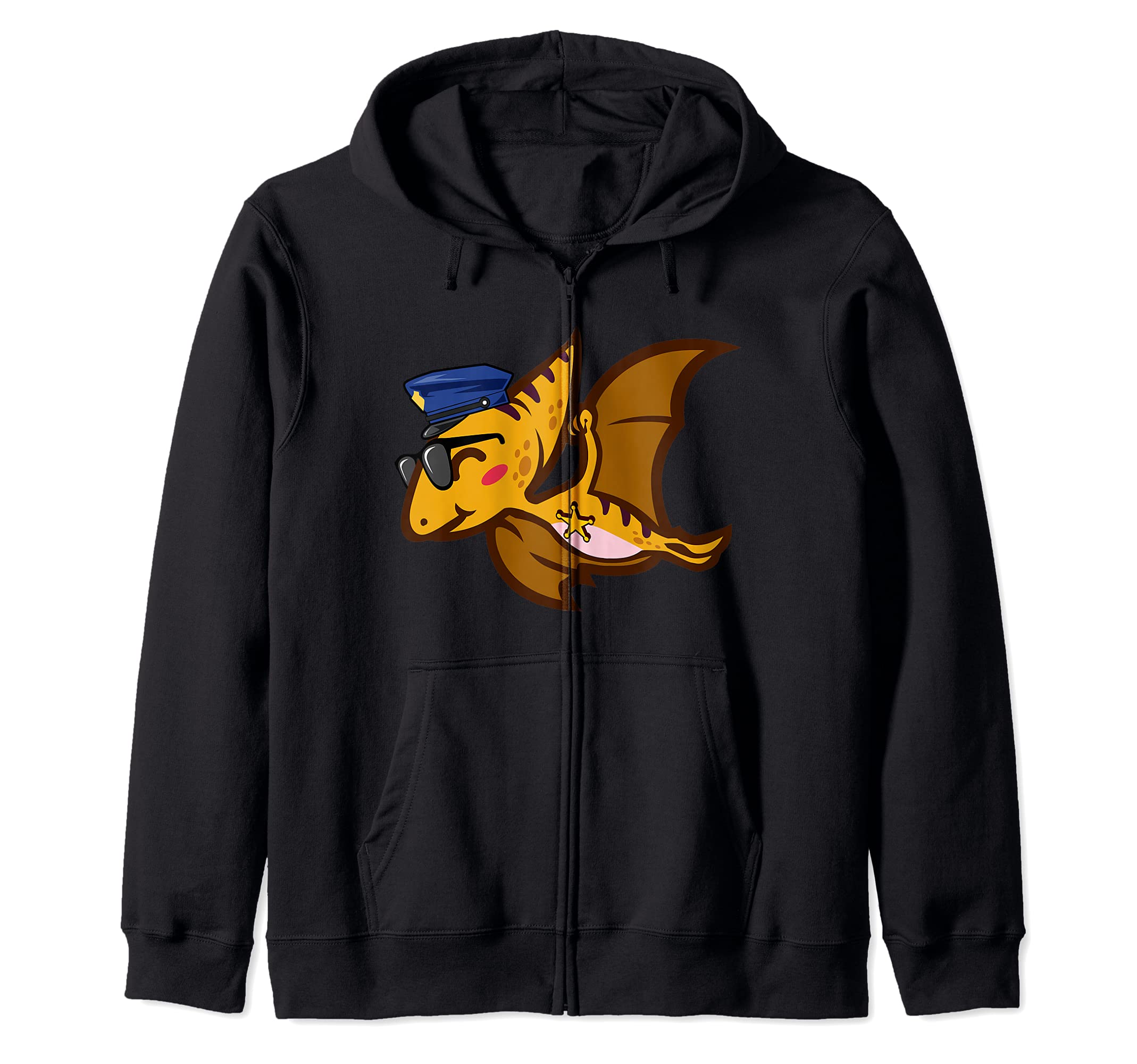 Police Officer Cop Law Enforcement Pterosaur Dinosaur Zip Hoodie