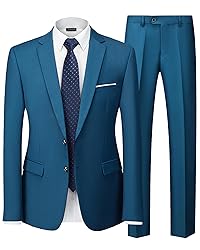 Hihawk Men's 2 Piece Slim Fit Suit with Stretch