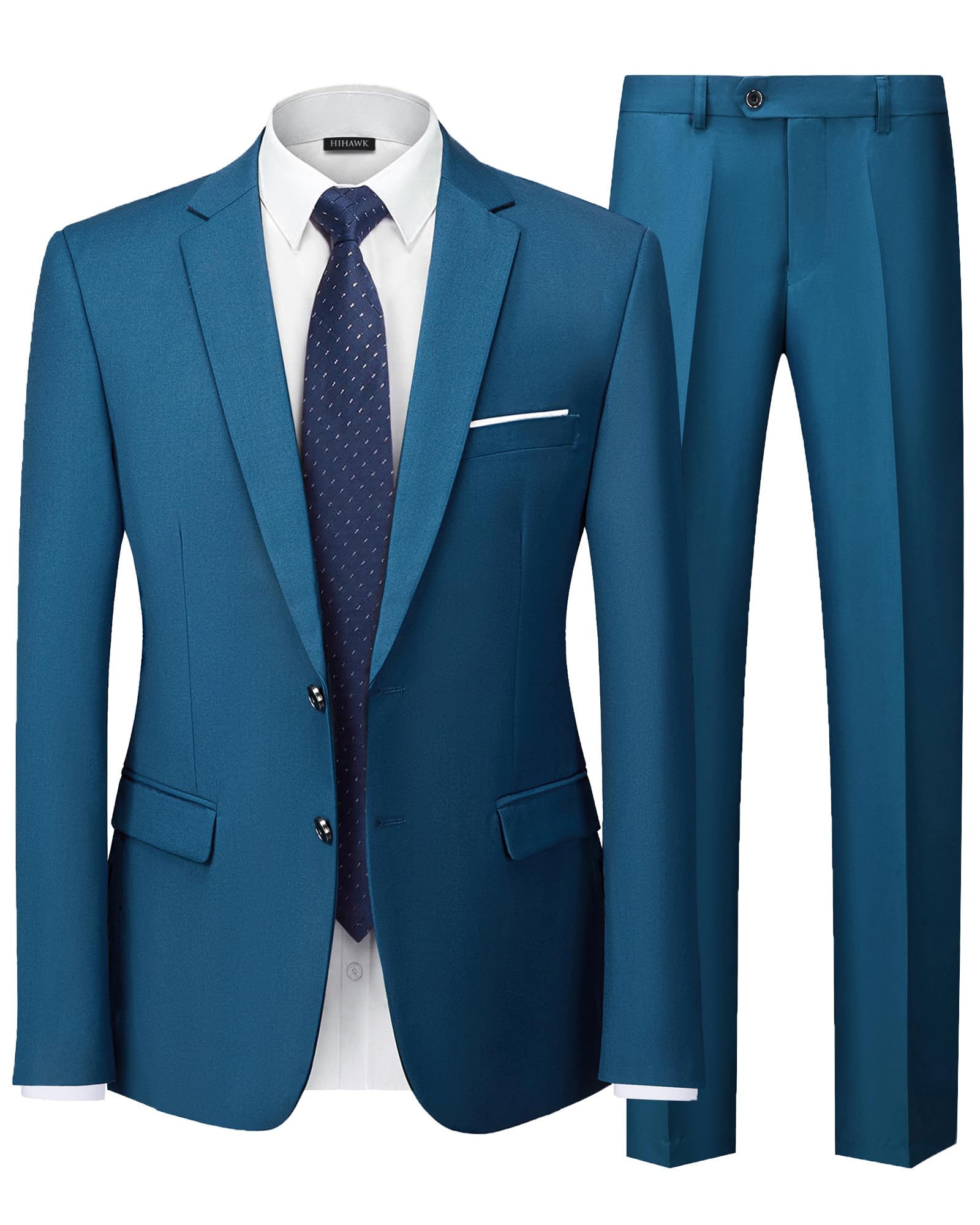 Hihawk Men's 2 Piece Slim Fit Suit with Stretch