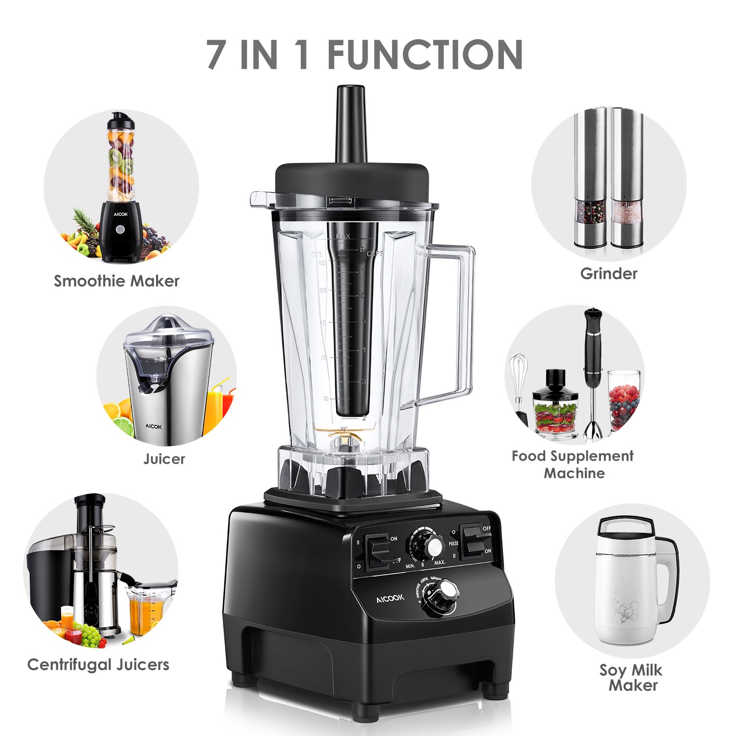 Aicook Smoothie Blender, Professional Blenders, High Speed Blender
