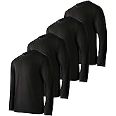 Real Essentials 4 Pack: Mens Long Sleeve Dry Fit T Shirts Hiking Fishing Workout Gym Work Sun UPF 50 Wicking Running Tee