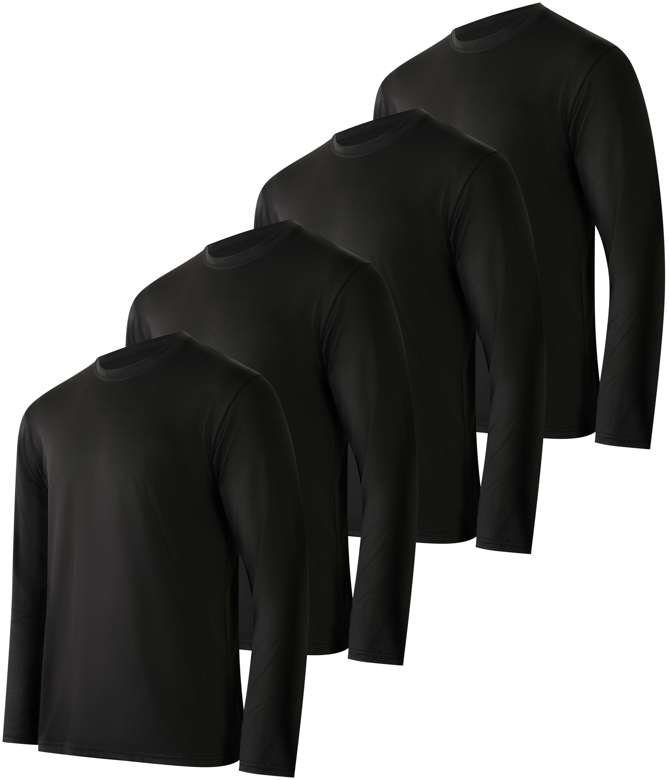 Photo 1 of Real Essentials 4 Pack Mens Long Sleeve Dry Fit T Shirts Hiking Fishing Workout Gym Work Sun UPF 50 Wicking Running Tee, Set 8, Large