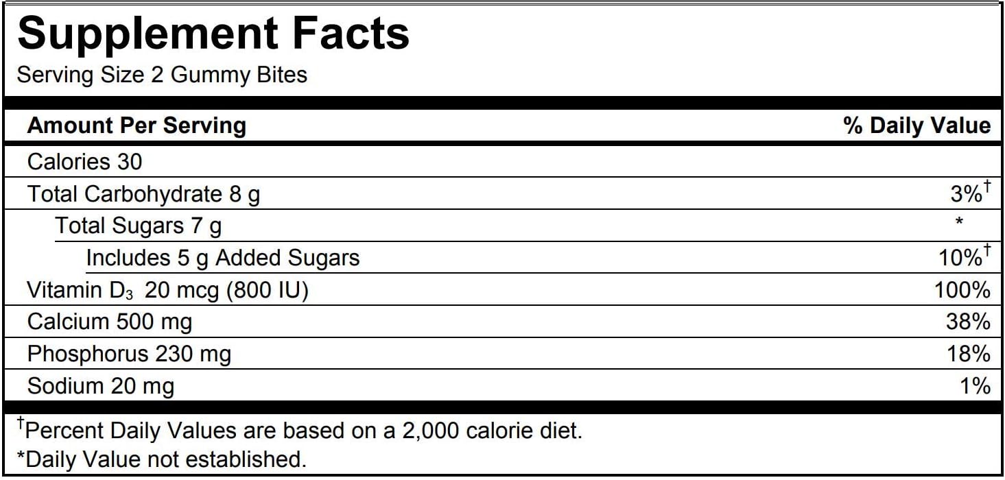 Caltrate Gummy Bites (Black Cherry, Strawberry, Orange Flavors, 100 Count) Calcium and Vitamin D3 Supplement, 500 mg: Health & Personal Care