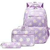 ETAISHOW 3Pcs Daisy Backpack for Girls with Lunch Box Kids School Bag with Lunch Bag Bookbag for Elementary School