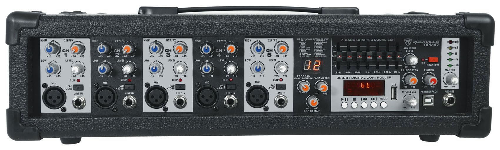 Rockville RPM47 1800w Powered 5 Channel Mixer