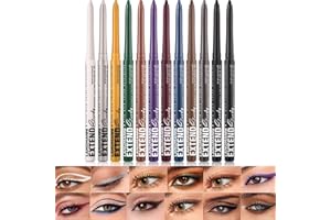 Eyeliner Pen Set, Shimmer Matte Eyeliner Pencil, Creamy Retractable Eyeliner, Ultra-Pigmented, Quick Drying, Waterproof & Smu