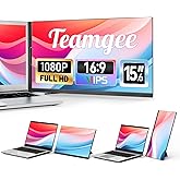 Teamgee 15.6" Laptop Screen Extender, Slim & Lightweight Portable Monitor for Laptop, Full HD IPS, 360° Rotating Stand, Detachable, USB-C Plug & Play, RGB Lighting, Thin Bezels