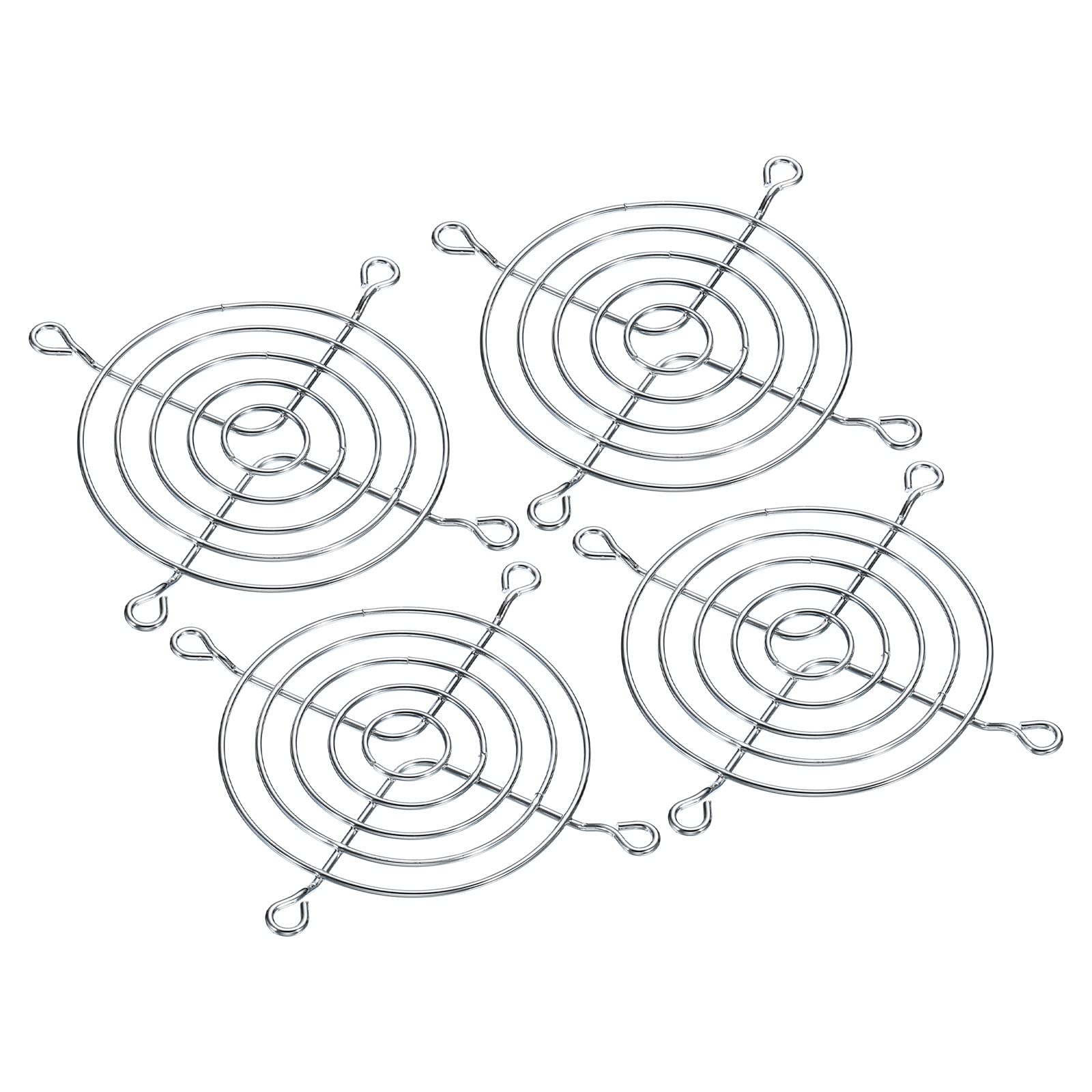 PATIKIL 80mm Fan Finger Grill, 4 Pack Metal Grill Protector Guard for 80X80mm Fan Protective Cover DIY, Silver