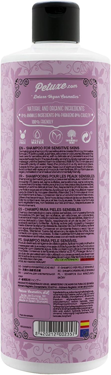 Petuxe Zero% Vegan Shampoo for Pets with Sensitive Skin Dog and Cats Shampoo, Sulfate Free, Silicone Free, Salt Free, All Breed - 500ml - Image 3