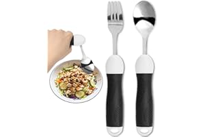 BAKEBLOOM Adapted Utensils, Weighted Silverware for Hand Tremors, Special Spoon & Fork Set, Weak Hand Grip & Handicapped & Parkinsons Aids for Elderly, Arthritis, Useful Gifts for Elderly
