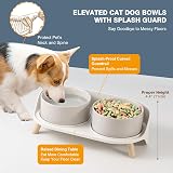 AHX Elevated Dog Food Water Bowl Set Ceramic Double Bowls Grey view 4