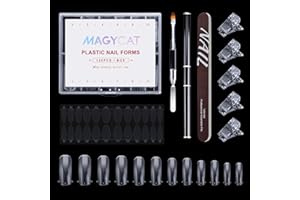 MAGYCAT Nail Dual Forms for Poly Gel Set, 120 Pcs Square Shape Nail Poly Gel Extension Forms with Nail Clips Gel Brush Picker Nail Files , Gel Nail Mold kit for Nail Art Design Salon DIY