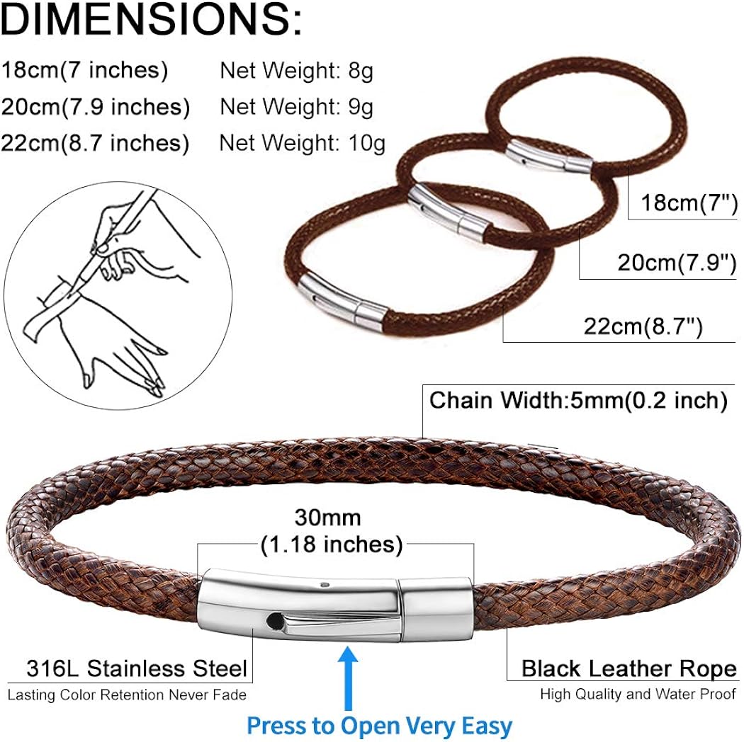 ChainsHouse Brown Braid Leather Woven Bracelet for Men Women Bangle Bracelets Leather Wristbands 20CM - Image 5