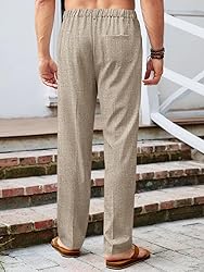 Runcati Mens Casual Pants Elastic Waist Lightweight
