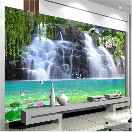 Amazon Wkxzz カスタム3d写真壁紙滝風景壁画寝室リビングルームソファテレビ背景壁画壁紙 350x250cm 壁紙