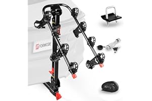 Forwode 4 Bike Hitch Mount Rack, Tiltable Foldable Bicycle Carrier Wobble Free Locking Hitch Quick Release 2-Inch Receiver Black (C-Upgraded versin, 4Bike)