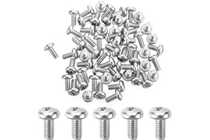 MroMax 60Pcs M4 x 8mm Pan Head Phillips Machine Screws, 304 Stainless Steel 18-8, Fully Thread, Metric Silver Gray Cross Head Screws Bolts for Cabinet Drawer Knob Pull Handle