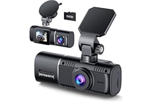 LAMTTO Dual Dash Cam Front and Inside 1080P Dash Camera for Cars IR Night Vision Car Camera for Taxi Accident Lock Parking Monitor 2 Mounting Options 64GB SD Card