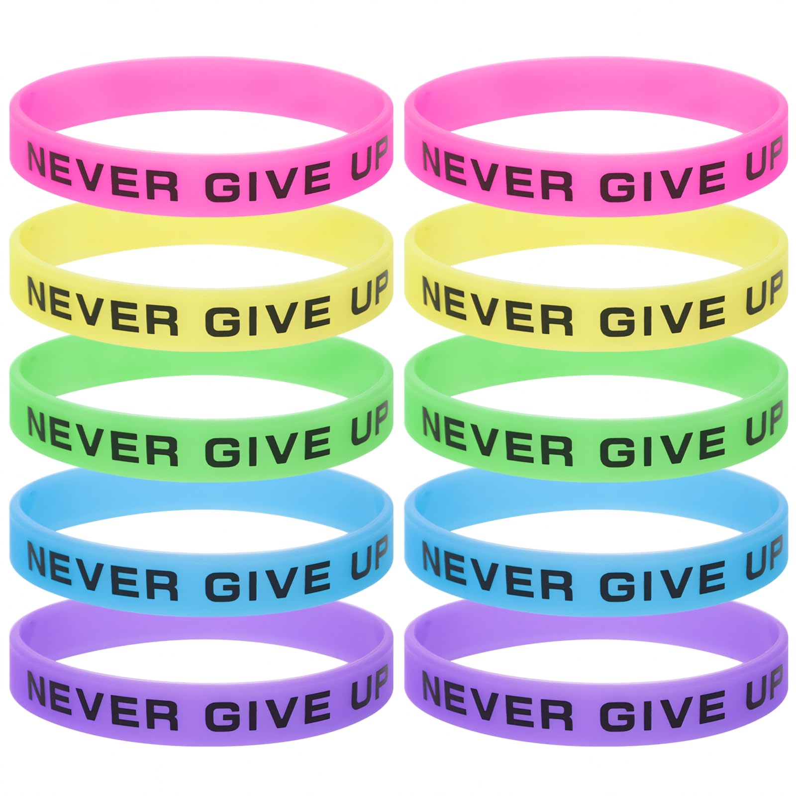 GOGO 10 PCS Never Give Up Silicone Wristbands for Team USA, Glow-in-the-dark Rubber Bracelets