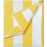 LULUHOME Large Oversized Beach Towel - Big Cotton 36 x 70 Inch Striped Pool Towel, Large Cabana Soft Swimming Towel for Adult Men Women,Yellow