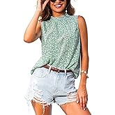 CUPSHE Womens Sleeveless Blouses Shirts High Neck Summer Casual Blouses Tank Tops