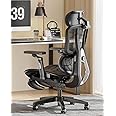 AutoFull G5 Ergonomic Office Chair with 6D Lumbar Support, 360° Adjustable Armrest, Reclining Computer Mesh Chair with Footrest, Sliver
