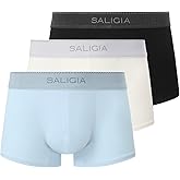 SALIGIA Men’s Trunks Underwear Sexy, Tag-Free & 100s Air-Touch Modal Boxer Briefs with No-Fly Pouch 3-Pack