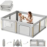 Foldable Baby Playpen with Mat, 71x59 Foldable Play Pen for Babies and Toddlers, Baby Playpen with Portable Design, Collapsible Play Yard for Fence Indoor and Outdoor