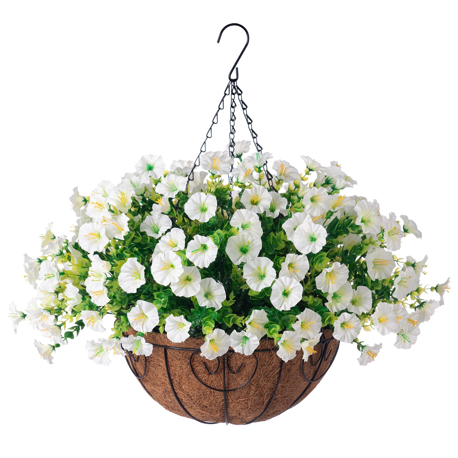 Photo 1 of ***USED/NOT IN BOX)***
Ivydale Artificial Fake Hanging Flowers Plants Baskets for Outdoor Spring Summer Decoration, Faux Silk White Morning Glory Look Real UV Resistant for Outside Porch Patio Balcony Yard Front Door Garden