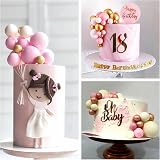 ASTARON 32 Pcs Ball Cake Topper Decorations Rose Gold Pink Foam Balls view 5