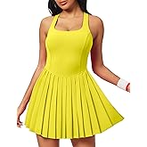 Ewedoos Tennis Dresses for Women Athletic Dress with Shorts Underneath Easy Peezy Pleated Workout Dress with Bra and Pockets