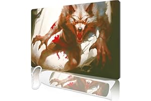 cyaboyibo MTG Playmat, 24" x 14" Playmat for MTG TCG Card Game Playmats with Free Storage Bag Smooth Rubber Surface Anti-Slip Vibrant Artwork MTG Game Mat(Bloody Wolf MTG Playmat)